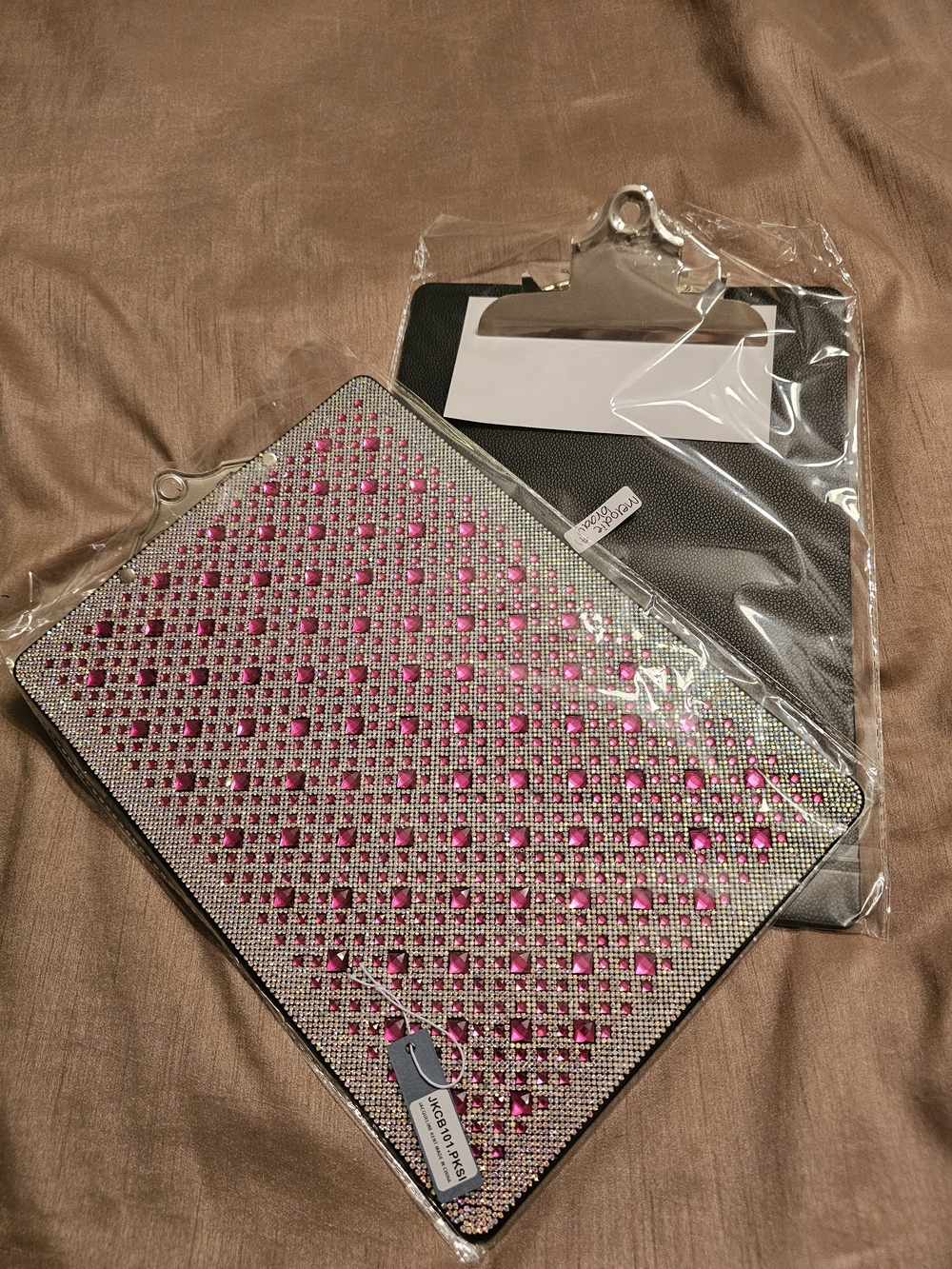 Rhinestone Clipboard Folder - Pink Sparkle Accent